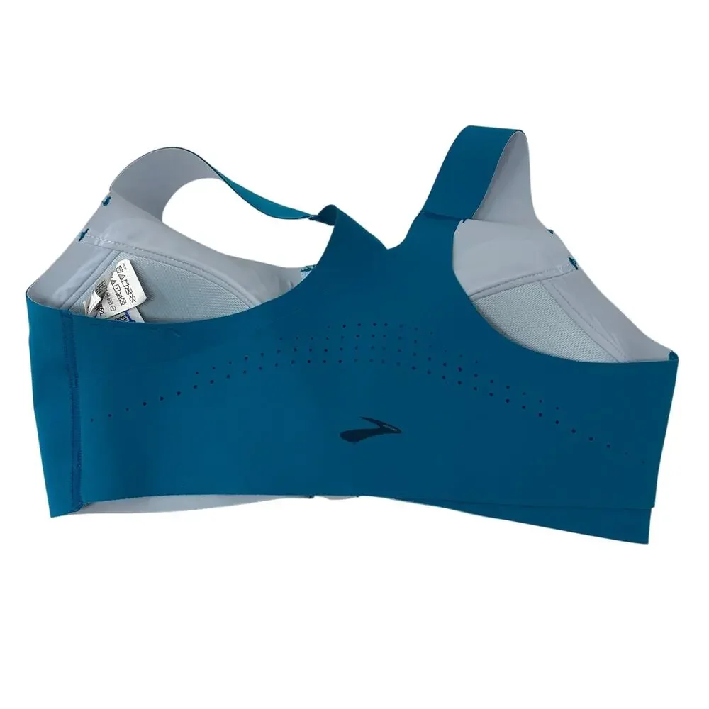 Brooks Dare Crossback Run Bra Front Zip High Impact Sports Bra Blue 34D